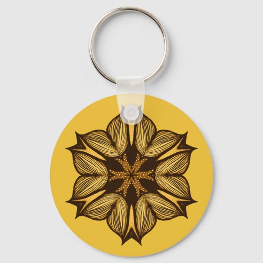 Porte-clés Fleur Jaune Abstraite (Recto)
