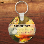 Porte-clés Fleur jaune et mariage papillon Favoriser le Porte (Recto)