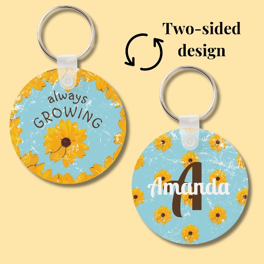 Porte-clés Fleur Jaune Rustique Robin Oeuf Bleu Toujours en c