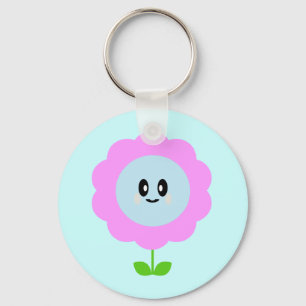 PORTE-CLÉS FLEUR KAWAII ROSE BLEU MIGNON