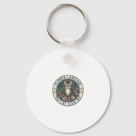 Porte-clés Fleur Langage Chat Chat Graphique Tee Art - Fleur (Recto)