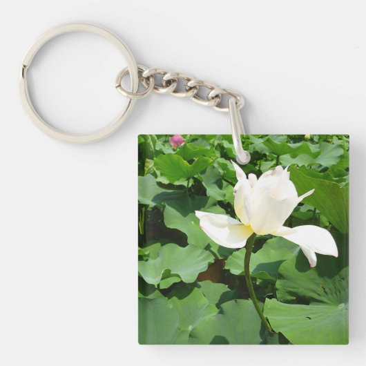 Porte-clés Fleur Lotus blanche (Devant)