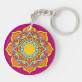 Porte-clés Fleur Mandala rouge géométrique-54567 (Dos)