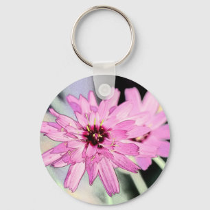Porte-clés Fleur marguerite rose. Art photographique floral.