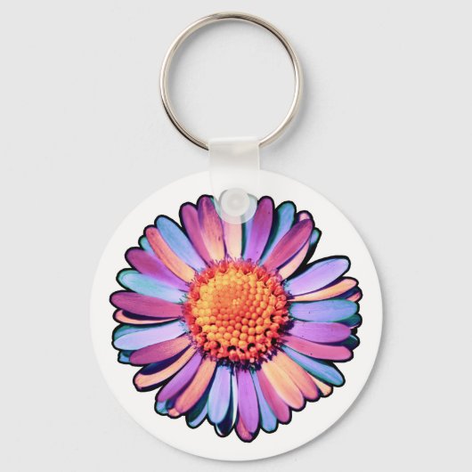 Porte-clés Fleur mignonne violet rose bleu Boho Daisy Bisexua (Recto)