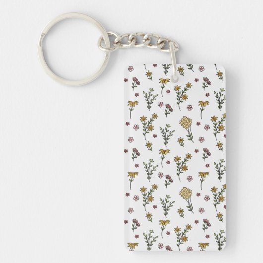 Porte-clés Fleur Motif printemps floral acrylique (Devant)