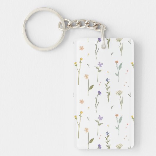 Porte-clés Fleur Motif printemps floral acrylique (Devant)