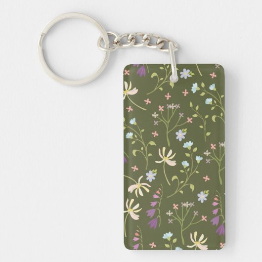 Porte-clés Fleur Motif printemps floral acrylique (Devant)