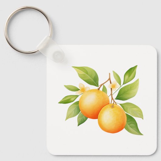 Porte-clés Fleur orange aquarelle (Recto)