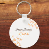 Porte-clés Fleur orange brune heureux anniversaire ajouter no (Verso)