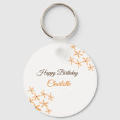 Porte-clés Fleur orange brune heureux anniversaire ajouter no (Verso)