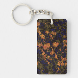 Porte-clés Fleur orange contre le motif de camouflage de