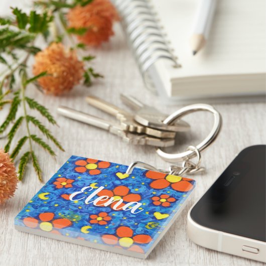 Porte-clés Fleur Orange Dans L'Eau (Devant Droit)