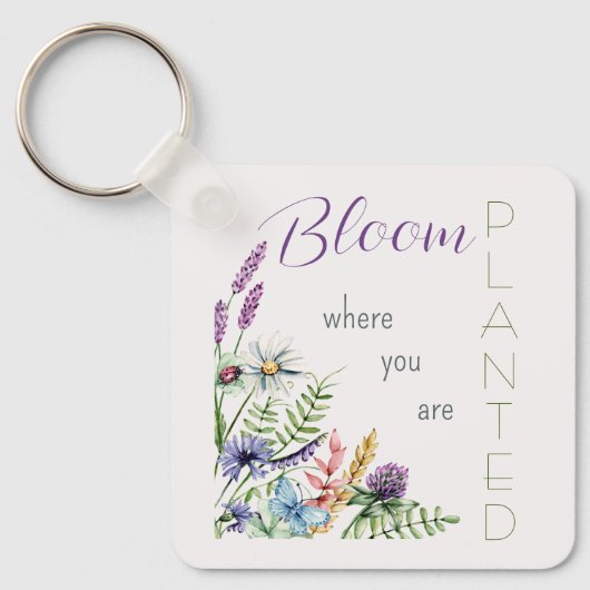 Porte-clés Fleur Où Vous Êtes Plantée Inspirationnelle (Recto)