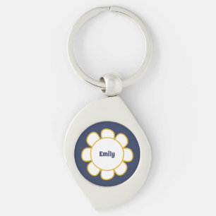 Porte-clés Fleur Rétro Cute Personnalisée