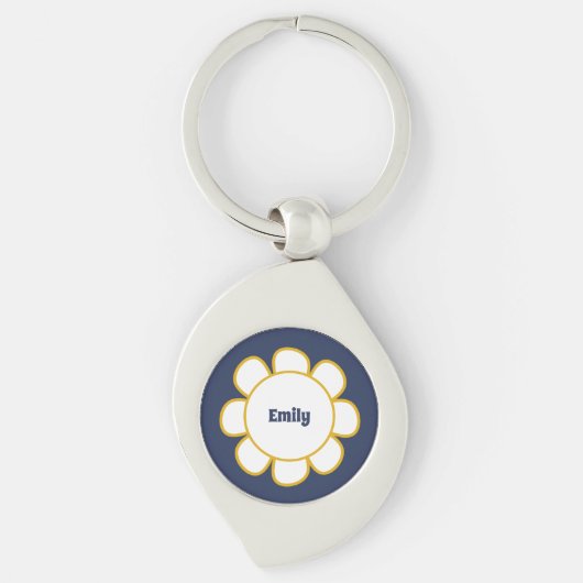 Porte-clés Fleur Rétro Cute Personnalisée (Devant)