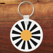 Porte-clés fleur rétro jaune noir blanc (Verso)