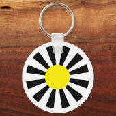 Porte-clés fleur rétro jaune noir blanc (Recto)