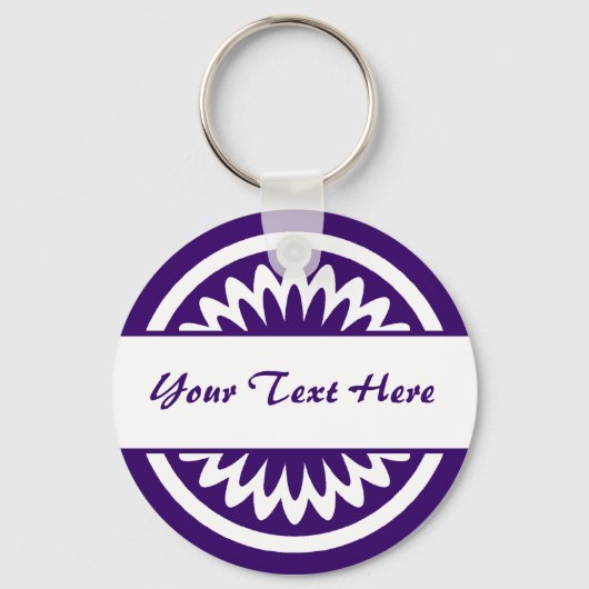Porte-clés Fleur ronde - violet profond (Recto)