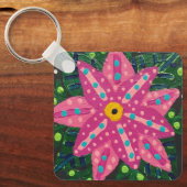 Porte-clés Fleur rose Artsy (Recto)