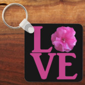 Porte-clés Fleur Rose Classique Amour (Recto)
