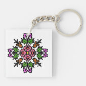 Porte-clés Fleur rose en fleurs (Dos)