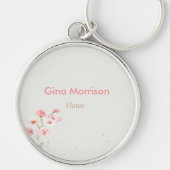 Porte-clés Fleur rose gris floral (Devant)