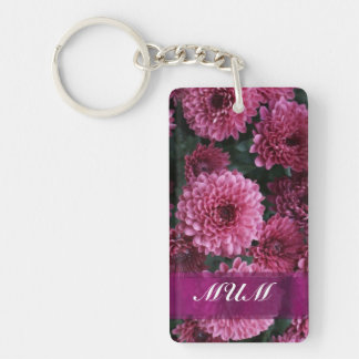 Porte-clés Fleur rose mère personnalisée