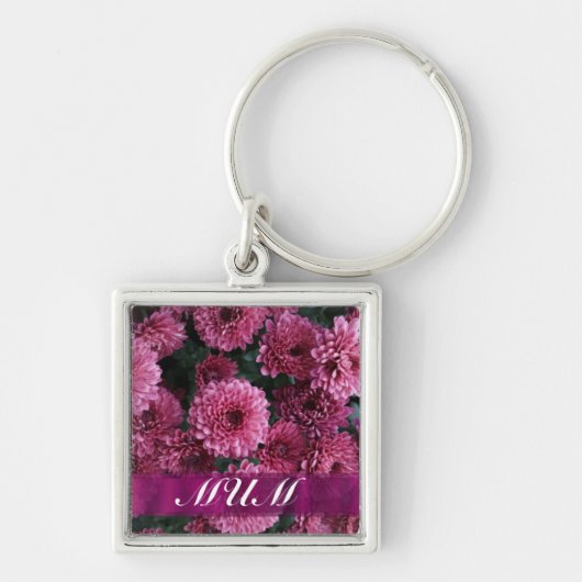 Porte-clés Fleur rose mère personnalisée (Devant)