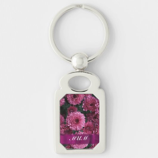 Porte-clés Fleur rose mère personnalisée (Devant)