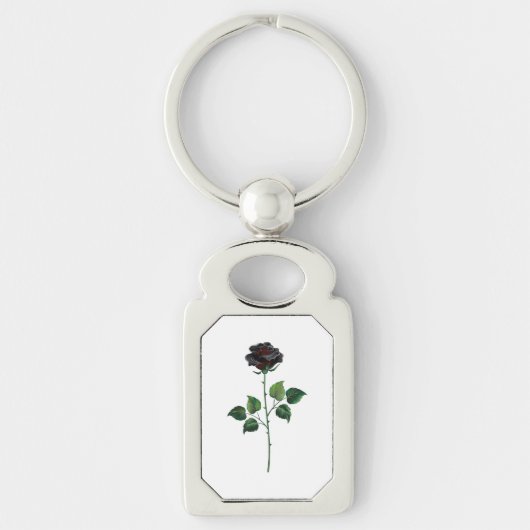 Porte-clés Fleur rose noire (Devant)