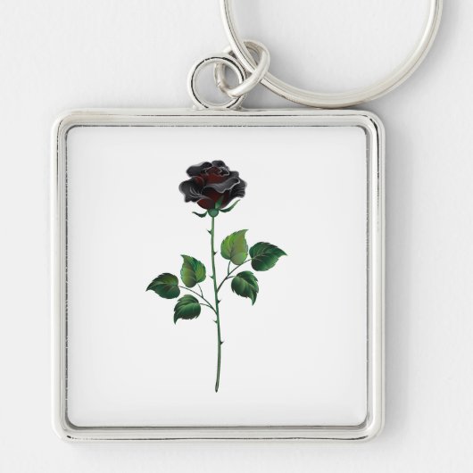 Porte-clés Fleur rose noire (Devant)