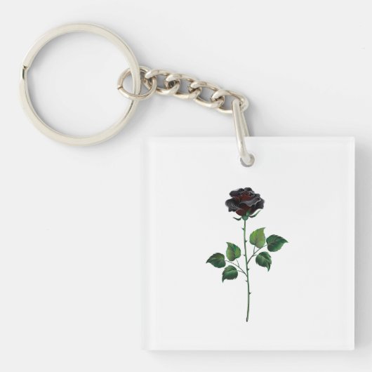 Porte-clés Fleur rose noire (Devant)