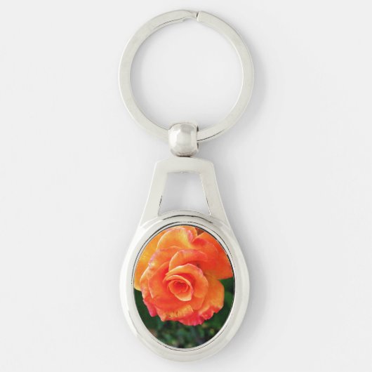 Porte-clés Fleur rose orange (Devant)