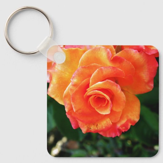 Porte-clés Fleur rose orange (Recto)