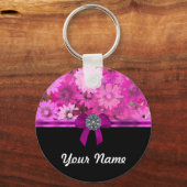 Porte-clés Fleur rose personnalisée (Recto)