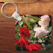 Porte-clés Fleur Rose trempée personnalisée (Recto)