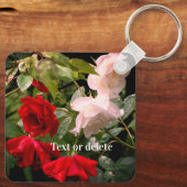 Porte-clés Fleur Rose trempée personnalisée (Verso)