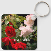 Porte-clés Fleur Rose trempée personnalisée (Dos)