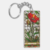 Porte-clés Fleur rouge de verre teinté élégant (Devant gauche)