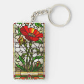 Porte-clés Fleur rouge de verre teinté élégant (Dos)