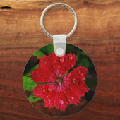 Porte-clés Fleur Rouge Dianthus Grattant Avec Raindrops Photo (Recto)