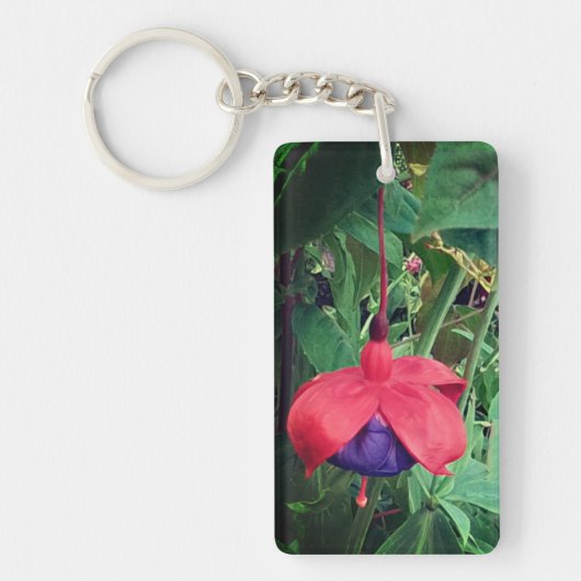 Porte-clés Fleur rouge et violette (Devant)