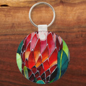Porte-clés Fleur rouge Protea art original aquarelle (Recto)
