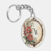 Porte-clés Fleur rouge Twig Wreath Feuilles Berries rouges (Devant gauche)