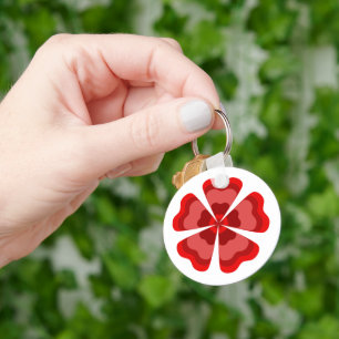 Porte-clés Fleur Rouges Rétro Stylisée
