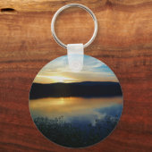 Porte-clés Fleur sauvage, coucher de soleil bleu (Recto)