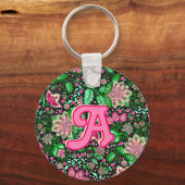 Porte-clés Fleur sauvage de fleurs de chlipper rose (Recto)