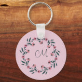 Porte-clés Fleur sauvage Rose d'aquarelle rose fleuri (Verso)