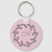 Porte-clés Fleur sauvage Rose d'aquarelle rose fleuri (Verso)